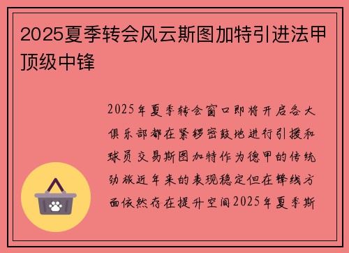 2025夏季转会风云斯图加特引进法甲顶级中锋